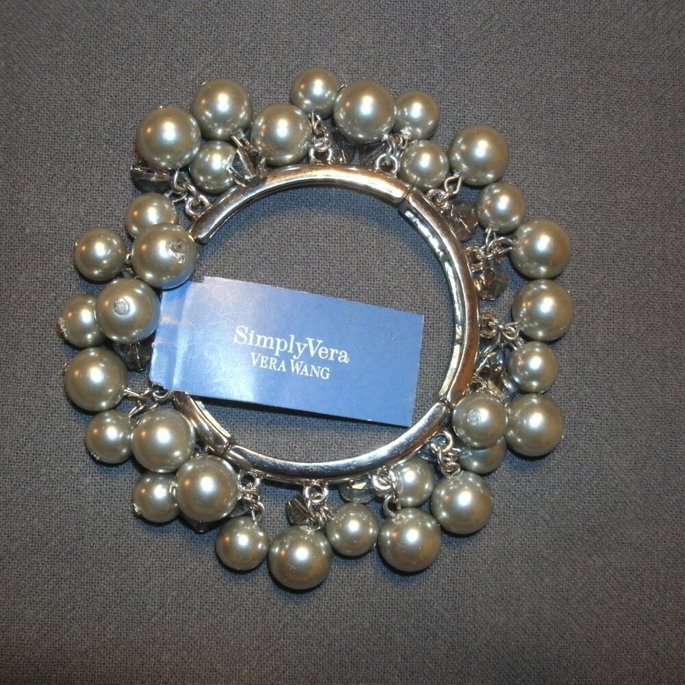 SimplyVera by Vera Wang Pearl Style Bracelet, Silver/Grey, NWT!